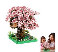 Sakura Tree House Building Blocks Set, 2128Pcs Cherry Blossom Bonsai DIY Kit for Adults & Teens - Creative Gift for Home Office Decor & Stress Relief