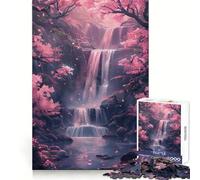 Sakura Trees And Waterfall 1000 Piece Jigsaw Puzzles for Teenagers Jigsaw Wise Think Toy Relax Time Clear Cut Festival Gift (38x26cm)