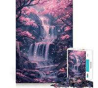 Sakura Trees And Waterfall 1000 Pieces Jigsaw Puzzles for Adults Memory Gain Calm Mind Design Assembly Creative Gift (38x26cm)