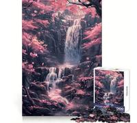 Sakura Trees And Waterfall 1000 Pieces Jigsaw Puzzles for Teenagers Strong Logic Toy Family Time Clear Edge Warm Surprise (38x26cm)