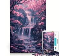 Sakura Trees And Waterfall Hard Jigsaw Puzzle for Adults 1000 Pieces Recall Boost Quiet Calm Smooth Cut Classic Gift (50x75cm)