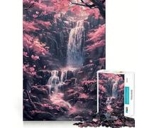 Sakura Trees And Waterfall Jigsaw Puzzle 1000 Piece for Teenagers Logic Sense Toy Calm Pastime Smooth Edge Premium Gift (38x52cm)