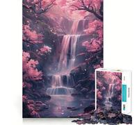 Sakura Trees And Waterfall Jigsaw Puzzle 1000 Piece for Teenagers Reason Skill Toy Relaxing Fun Exact Cut (50x75cm)