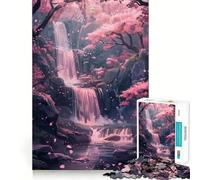 Sakura Trees And Waterfall Jigsaw Puzzle for Teenagers 1000 Pieces Mind Skill Toy Gentle Leisure Design Assembly Premium Gift (38x52cm)