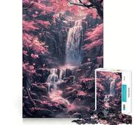 Sakura Trees And Waterfall Jigsaw Puzzles for Teenagers 1000 Piece Boost Memory Serene Time Premium Cut Birthday Gift (50x75cm)
