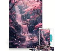 Sakura Trees And Waterfall Jigsaw Puzzles for Teenagers 1000 Piece Brain Workout Toy Mental Relax Art Assembly Unique Gift (38x26cm)