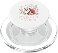 Sakura Vibes Red Panda Asian Floral Cute Nature Zen PopSockets PopGrip for MagSafe