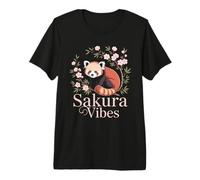 Sakura Vibes Red Panda Asian Floral Cute Nature Zen Premium T-Shirt