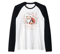 Sakura Vibes Red Panda Asian Floral Cute Nature Zen Raglan Baseball Tee