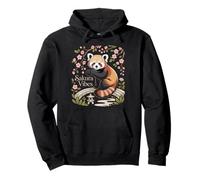 Sakura Vibes Red Panda Japanese Kawaii Spring Blossom Pullover Hoodie