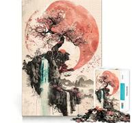 Sakura Watrefall Yin Yang Jigsaw Puzzles for Teenagers 1000 Piece Brain Workout Toy Mental Relax Art Assembly Unique Gift (50x75cm)
