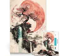 Sakura Watrefall Yin Yang Jigsaw Puzzles for Teenagers 1000 Piece Brain Workout Toy Mental Relax Art Assembly Unique Gift (38x52cm)