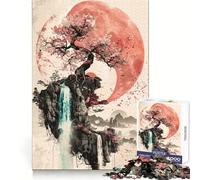 Sakura Watrefall Yin Yang Jigsaw Puzzles for Teenagers 1000 Piece Brain Workout Toy Mental Relax Art Assembly Unique Gift (50x75cm)