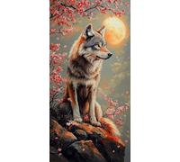 Sakura Wolf Diamond Art Kits Adults Large, 5D DIY Diamond Painting Kit for Adults, Full Drill Crystal Art Crafts Painting Picture, Cross Stitch Embroidery Canvas, for Home Wall Decor 90x180cm q-823