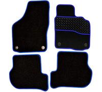 Sakura WW0974BU Car Mats with Drivers Side Rubber Heel Pad, Black/Blue Trim
