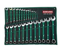 Sakusei Tools 25 Piece Soft Grip Spanner Set 6-32mm Green 25pc Combination Spanner Kit (SAK0025)
