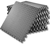 SAKUSEI Tools 60x60x1cm Soft Interlocking Gym Flooring - Heavy Duty EVA Foam Floor Mat for Home Gym, Yoga, Garage, Non-Slip. (Black, 8 Mats (32 sq ft.))