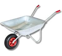 SAKUSEI Tools - Galvanised Wheelbarrow 65L Pneumatic Metal Wheel Barrow, Galvanised Tub