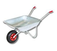 SAKUSEI Tools - Galvanised Wheelbarrow 65L Pneumatic Metal Wheel Barrow, Galvanised Tub