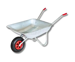 SAKUSEI Tools - Galvanised Wheelbarrow 65L Pneumatic Metal Wheel Barrow, Galvanised Tub
