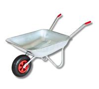 SAKUSEI Tools Heavy Duty Galvanised Wheelbarrow 65L Pneumatic Metal Wheel Barrow, Galvanised Tub 100Kg
