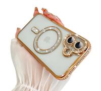 SAKUULO Magnetic Glitter Case for iPhone 17 [Compatible with MagSafe] Bling Sparkly Diamonds Rhinestone with Camera Protector Slim Shockproof Protective Women Girls Case for 6.3 inch, Gold