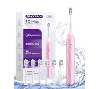 SAKYPRORAL 40,000 VPM Electric Toothbrush for Adults & Kids - Ultra Whitening Sonic Toothbrushes - 5 Modes with Smart Timer - 70-Day Long-Lasting Rechargeable Toothbrush, 6 Soft Brush Heads (T2 Max)