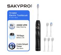 SAKYPRORAL Smart Electric Toothbrush, 6 Brush Heads w/Travel Case, AI Zone Cleaning Tracking, 5 Brushing Modes, 150-Day Battery, Smart Timer, Dental Hygiene Essentials
