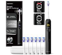 SAKYPRORAL Smart Electric Toothbrush, 6 Brush Heads w/Travel Case, AI Zone Cleaning Tracking, 5 Brushing Modes, 150-Day Battery, Smart Timer, Dental Hygiene Essentials