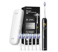 SAKYPRORAL Smart Electric Toothbrush, 6 Brush Heads w/Travel Case, AI Zone Cleaning Tracking, 5 Brushing Modes, 150-Day Battery, Smart Timer, Dental Hygiene Essentials