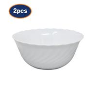 Salad Bowl Opal Glass White 18Cm Scalloped Swirl Dishwasher Safe Dinnerware 2Pcs
