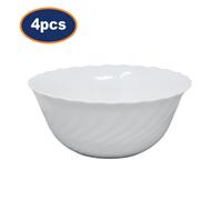 Salad Bowl Opal Glass White 18Cm Scalloped Swirl Dishwasher Safe Dinnerware 4Pcs