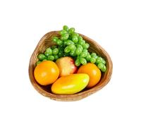 Salad Bowl - Rustic Medium Container, Natural Wood Serving Tray, Farmhouse Style Wooden Fruit Vegetable Dish | Decorative Storage Bowl for Kitchen, Living Room, Bedroom, Office, F