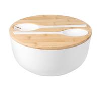 Salad Bowl with Lid and Servers - 3.9L Large Mixing Bowls Set - Versatile Smooth Surface Salad Bowl with Server for Fruits,Salads and Decoration (White)