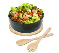 Salad Bowls Large Serving - Fruit Salad Bowl with Lid, Bowls for Kitchen Prep, Food Containers with Spoon Fork, Mixing Cooking Tool, Reusable Lunch Bowl Accessory for Vegetable, 4.13 Inches