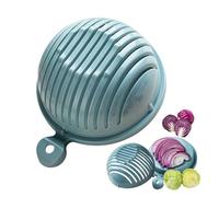 Salad Chopper Bowl with Non-Slip Base & Drainage - Multifunctional Veggie/Fruit Cutter for Slicing, Dicing & Serving(Blue)