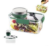 Salad Container 7.7 Cup Capacity with Dedicated Sauce Cup Leak Proof Latch Lid BPA PC Lunch Box with Fork for On-the-Go Eating (green)