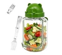 Salad Container - Green Silicone Seal, Secure Closure, Organiser Tool for Preparing Lunch Boxes, Durable, Robust, Dishwasher Safe Kitchenware, Practical, Lightweight