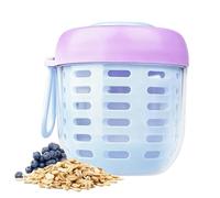 Salad Cup - 500ml Leak-Proof Containers with Handle,Fruit Storage Containers for Fridge with Removable Colander - for Party Office Travel Camping Outdoor Picnic School Hiking