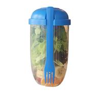 Salad Cup, Portable Salad Boxes with Fork and Dressing Container, Reusable Vegetable Fruit Mugs for Work, School, Camping, Breakfast, Lunch, Dinner (Blue)