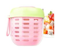 Salad Cups With Lids And Fork | 500ml Portable Containers with Handle | Fruit Storage Containers for Fridge with Removable Colander - for Party Office Travel Camping Outdoor Picnic School Hiking