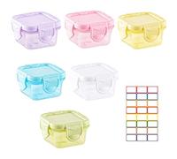Salad Dressing Container, Mini Food Storage Containers with Lid, Small Snack Containers, Plastic Storage Jars Set, Glass Small Spice with Lid, Food Container, Mini Dip Sauce Container for Microwave, 6