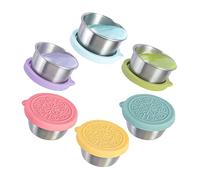 Salad Dressing Container To Go, 6x1.6oz Sauce Containers for Lunch Box, Stainless Steel Small Condiment Containers with Lids, Reusable Dip Sauce Cups with Lids, Leakproof Kids Bento Box Accessories