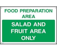 Salad & Fruit Area Only Sign - 200mm x 150mm - 1.2mm Rigid Plastic Drilled Sign (FP2)