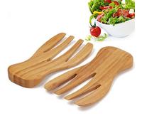 Salad Hands Tosser Salad Servers Tongs Bamboo Kitchen Helper Pack of 2