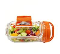Salad Jar with Fork, Durable Salad Jar with Side Opening and Leakproof Seasoning Layer, Portable Salads Container for Lunch Mason Jars, Meal Prep, Travel, Office, and Outdoor Use