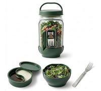 Salad Jar with Side Opening - Double-Lock Leak-Resistant Design, Vertical Layering Keeps Salads Fresh, Leak-Proof Salads Jar with Dressing Bowl, Durable Salad Container for Lunch, Meal Prep & Work