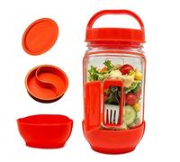 Salad Jar with Side Opening,Upgraded Side-Opening Mason Salad Jar,Leakproof Portable SaladContainer with Dressing Cup/Lid & Fork,Lid-to-Bowl Design,Perfect for Meal Prep,Gym,Office,Picnic and Travel