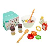 Salad Kitchen Toy - Pretend Veggie Set, Kid’s Cooking Toy | Interactive Chopping Activity Kit, Colourful Wooden Salad Pieces, Food Learning Toy, -Inspired Set for Kitchen