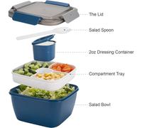 Salad Lunch Container To Go 3 Compartments Salad Bowl Salad Tupperware For Salad - Blue